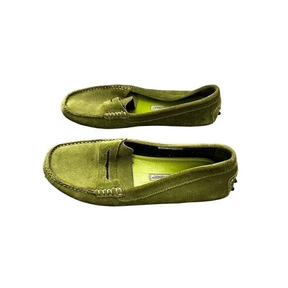MANOLO BLAHNIK Roadster Green Suede Driving Loafers Mocs Terry Lined Sz 37 - Picture 2 of 9